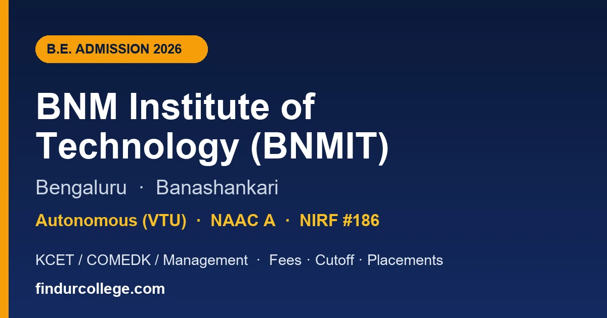 BNMIT Bangalore B.E. Admission 2026