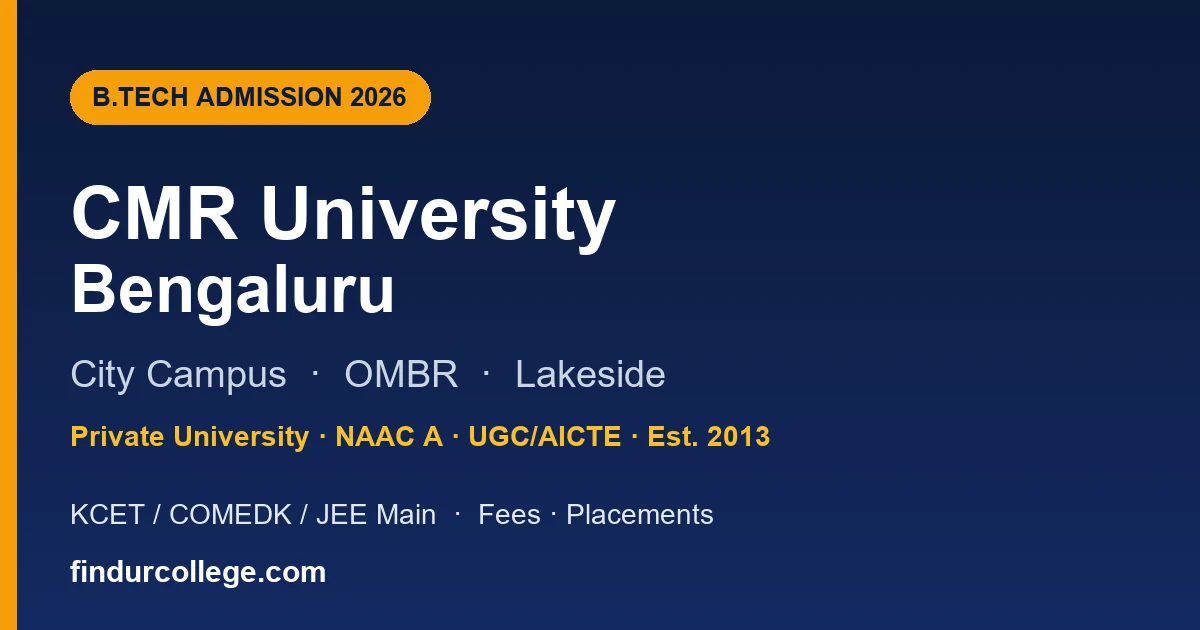 CMR University Bangalore B.Tech Admission 2026
