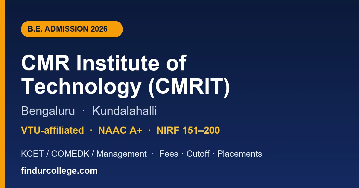 CMRIT Bangalore B.E. Admission 2026