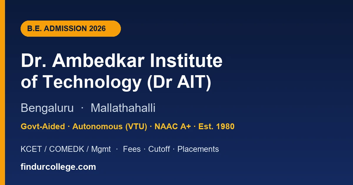 Dr AIT Bangalore B.E. Admission 2026