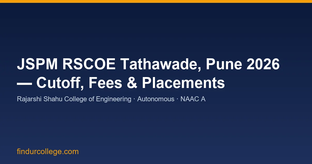 JSPM RSCOE Tathawade, Pune B.Tech Admission 2026