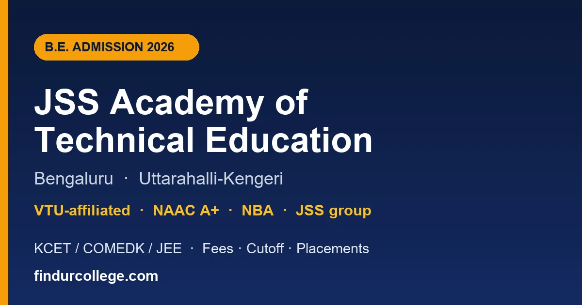 JSSATE Bangalore B.E. Admission 2026