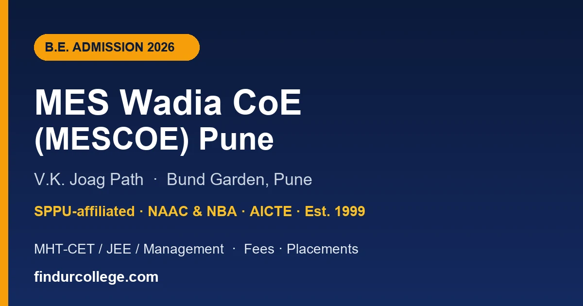 MESCOE Pune (MES Wadia COE) B.E. Admission 2026
