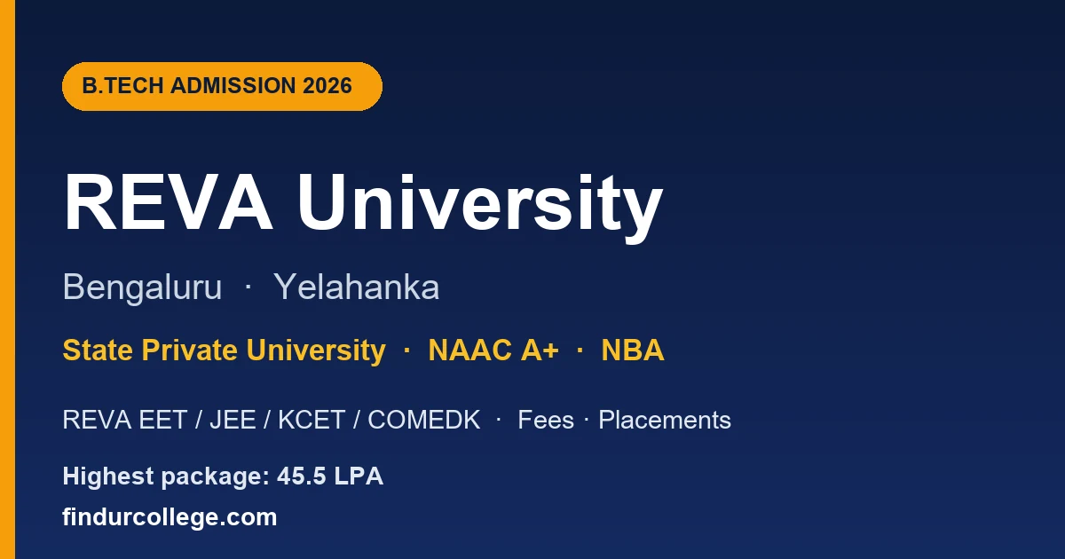 REVA University Bangalore B.Tech Admission 2026