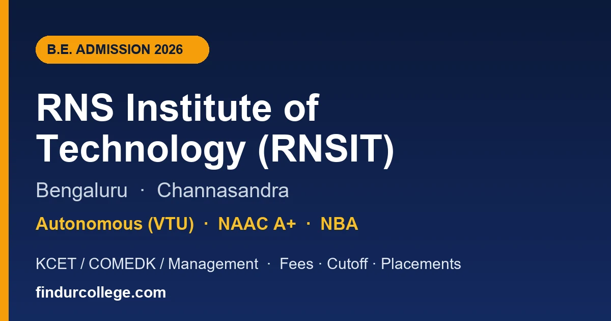 RNSIT Bangalore B.E. Admission 2026