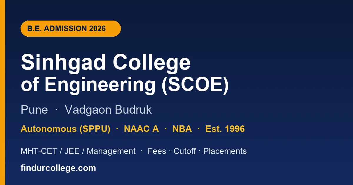 Sinhgad COE (SCOE) Pune B.E. Admission 2026