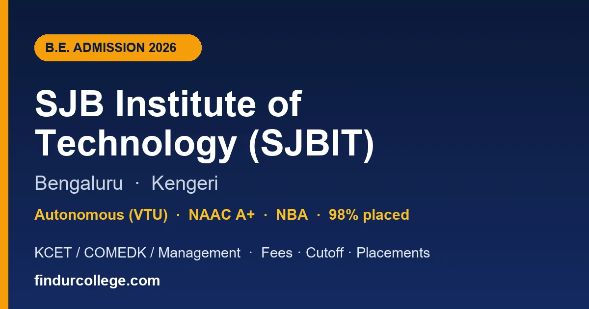 SJBIT Bangalore B.E. Admission 2026