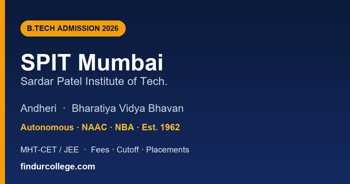 SPIT Mumbai B.Tech Admission 2026